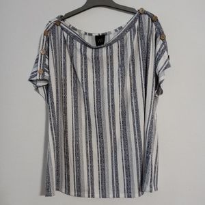 W5 striped short sleeve blouse.